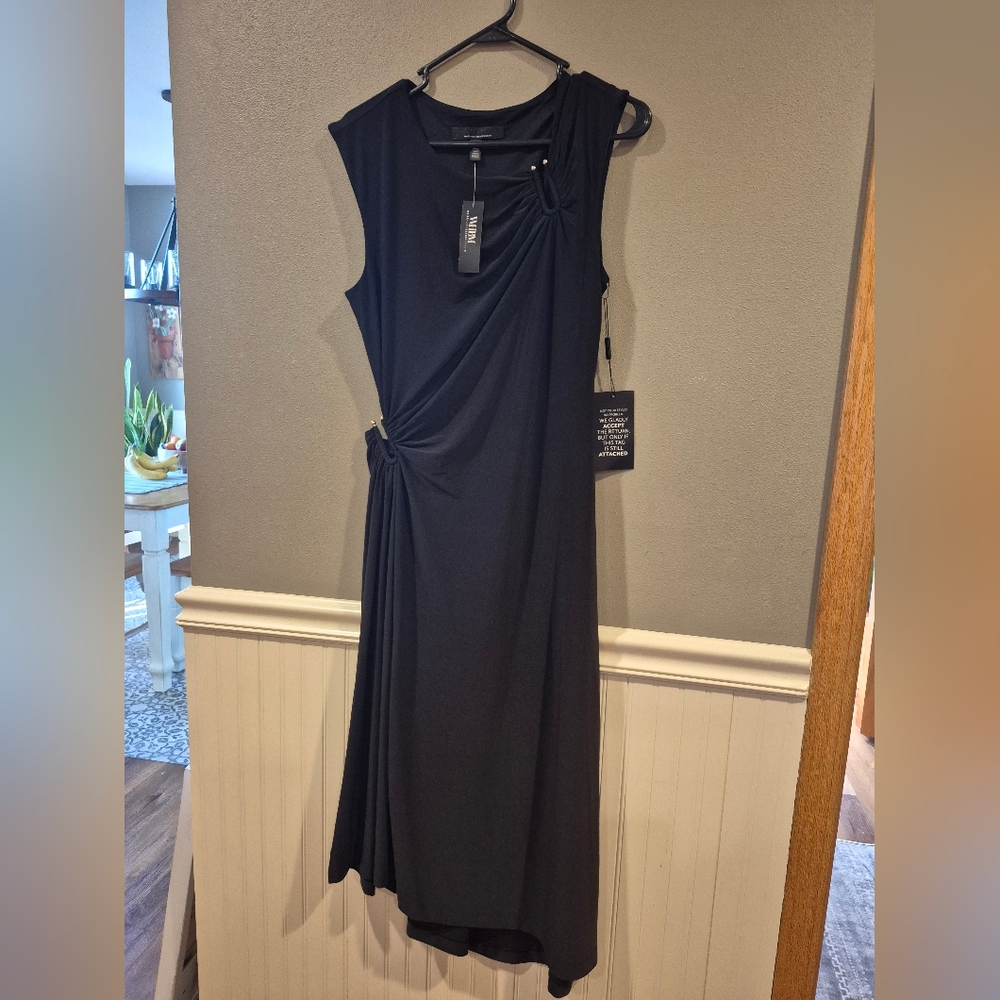 NWT WHBM White House Black Market Black Midi Dress